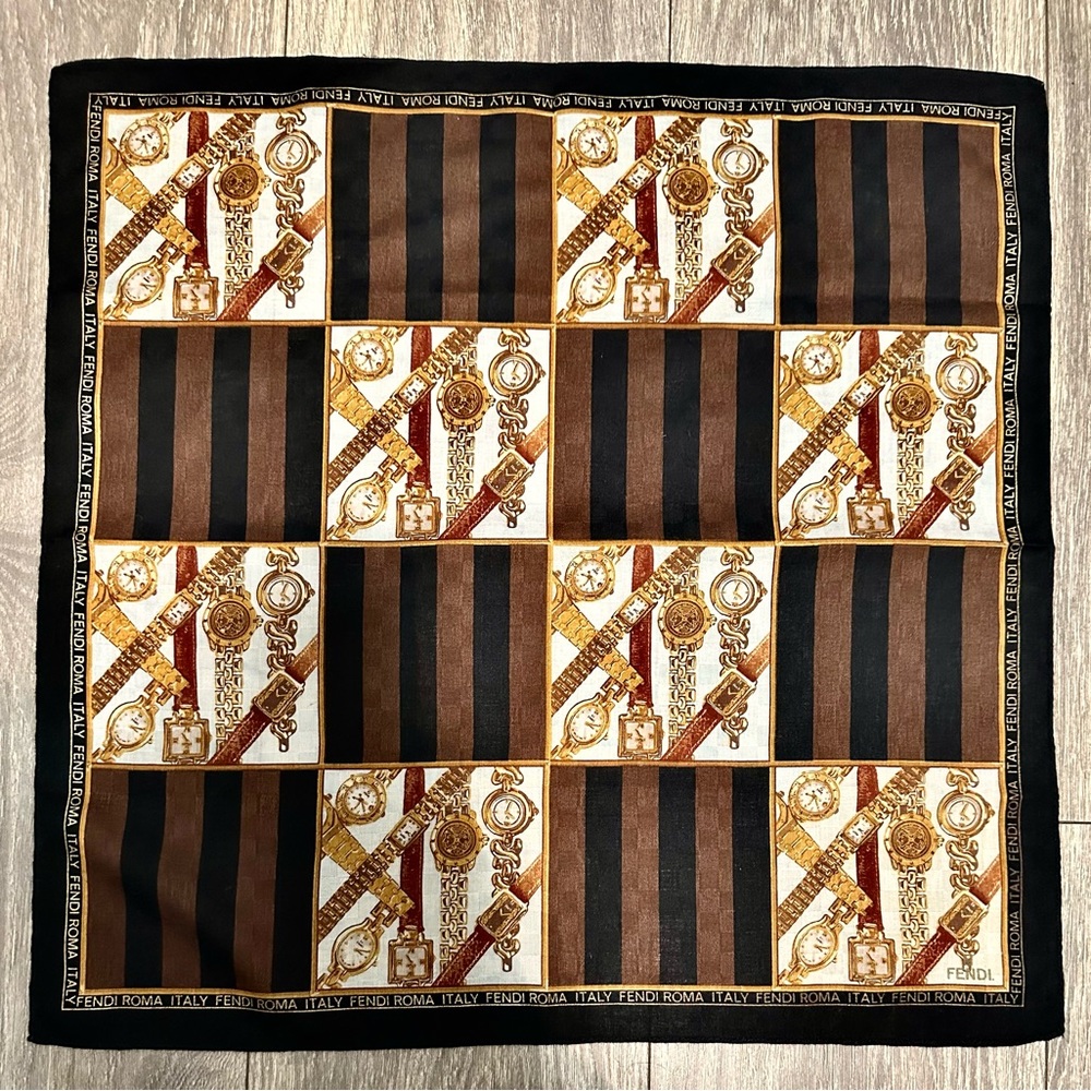 Fendi scarf with hidden background rolled hem. Comes with Free people Jewerly